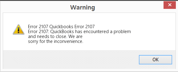 quickbooks error 2107