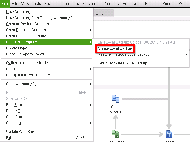 quickbooks unable to backup company file